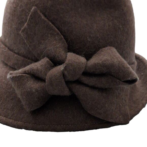 Toucan Collection Brown Wool Hat with Side Bow Fedora - Picture 3 of 6